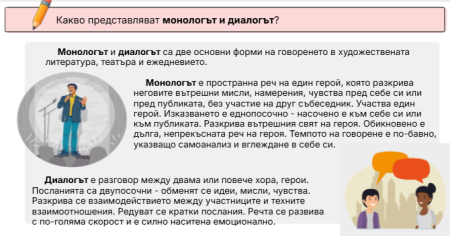 Какво представляват монологът и диалогът?